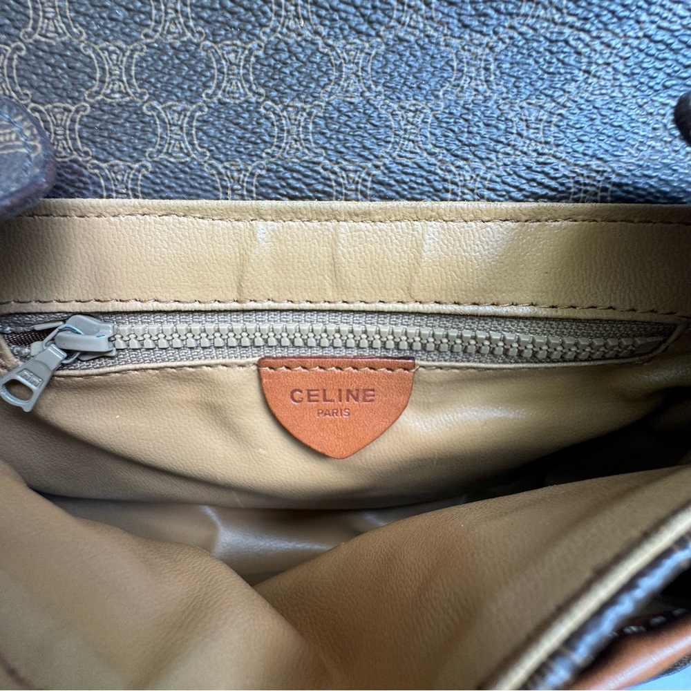 Vintage Celine Macadam Crossbody Bag – Brown Monogram, Snap Flap, 90s Style - Picture 4 of 9